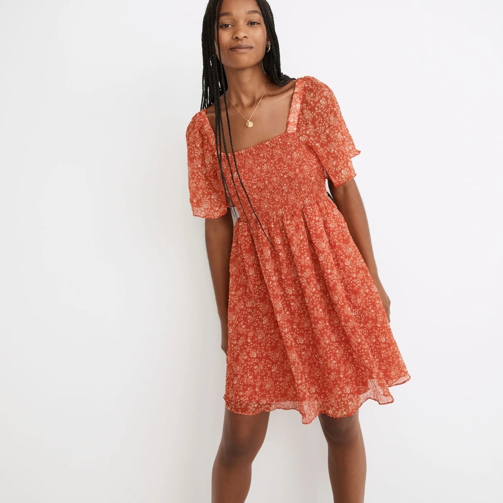 madewell seersucker Lucie Tie-Back Mini Dress in Piazza Floral